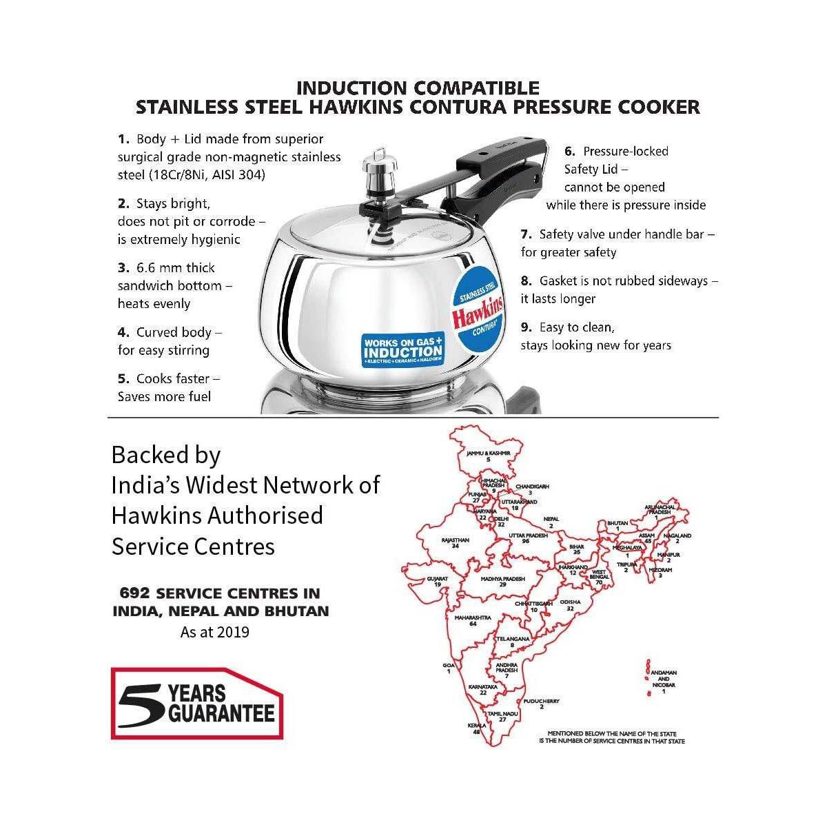 Pressure Cooker – 3L Contura Induction Compatible Pressure Cooker – Stainless Steel