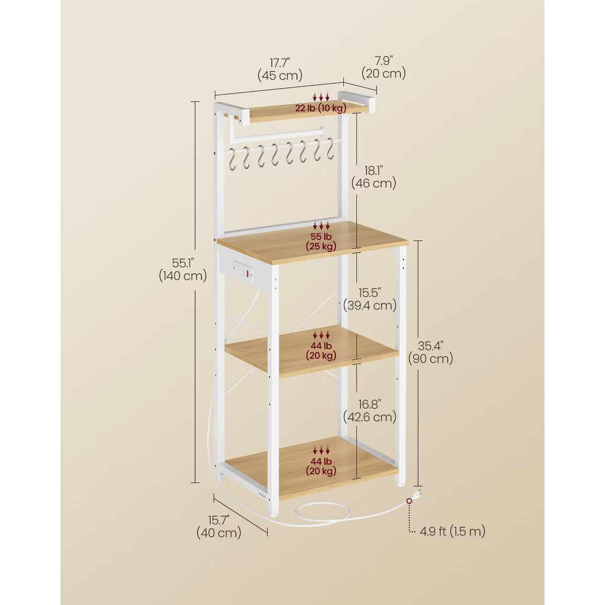 Baker's Rack – Culinvaro Kitchen Bakers Rack with Power Outlet