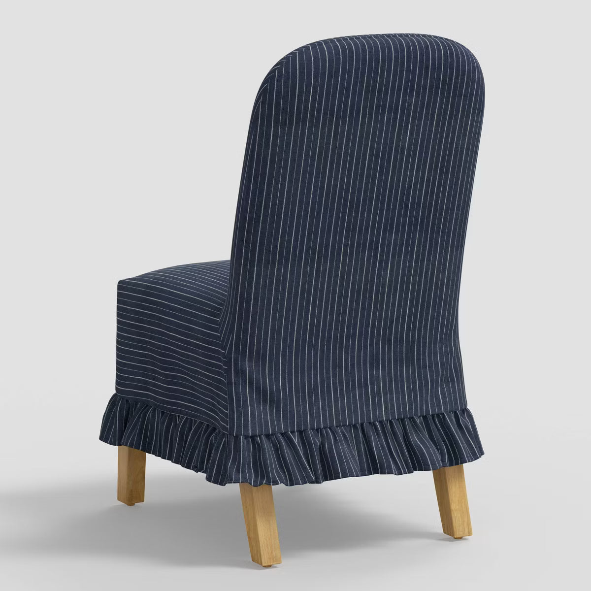 Ivy Ruffled Slipcover Dining Chair in Pinstripe Linen