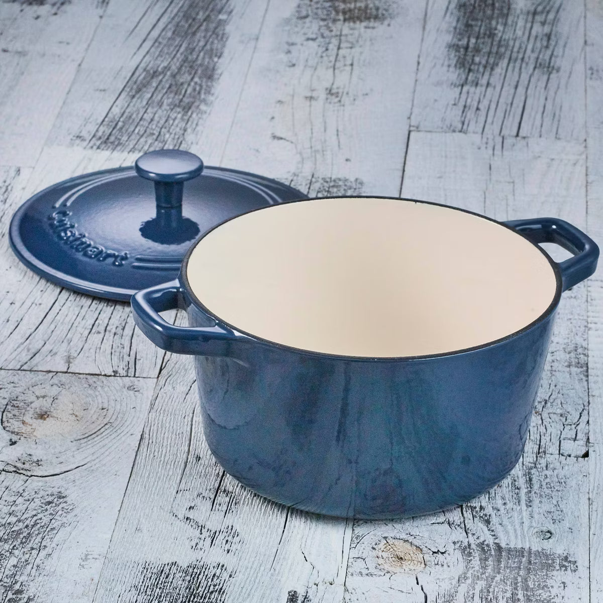 Dutch Oven – qt Enameled Cast Iron Round Casserole with Cover – Navy