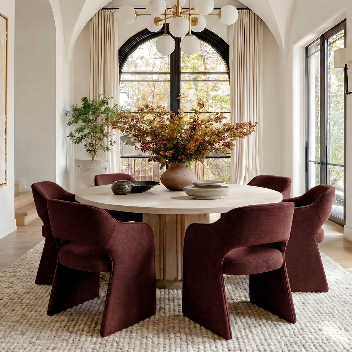 Modern Dining Chairs Set of 6, Fully Upholstered Brie Chenille Kitchen Chairs