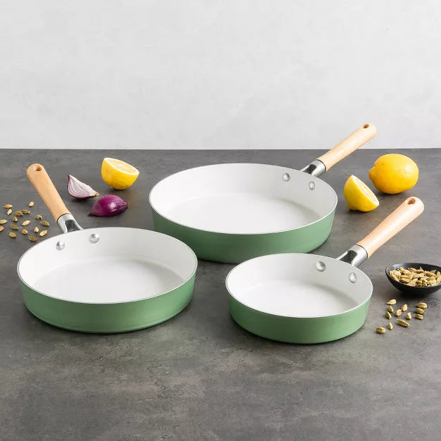 Frying Pan – 3 Piece Nonstick Frying Pan Set – Green