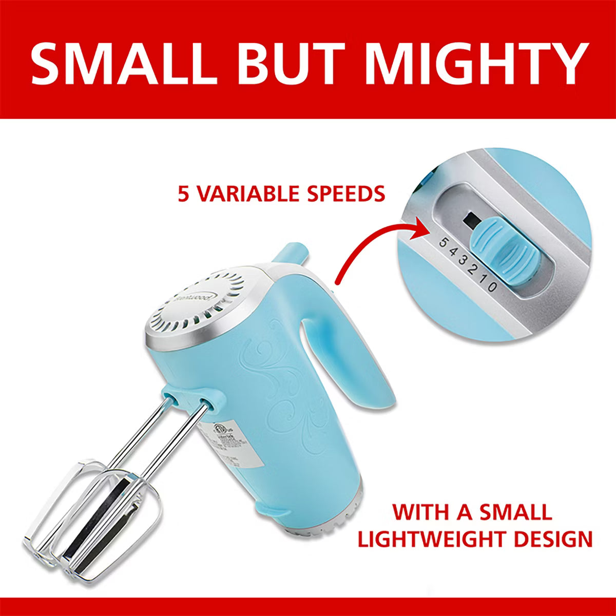 Hand Mixer – Lightweight 5-Speed Electric Hand Mixer – Sky Blue