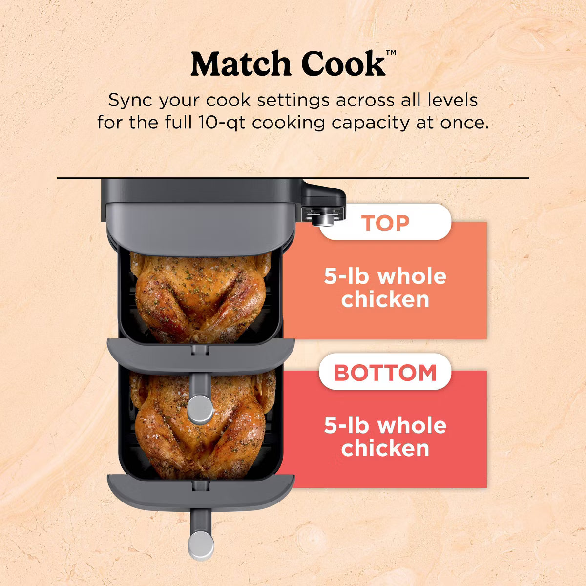 Air Fryer – DoubleStack XL 10qt, 6-in-1, 2-Basket Air Fryer – Gray
