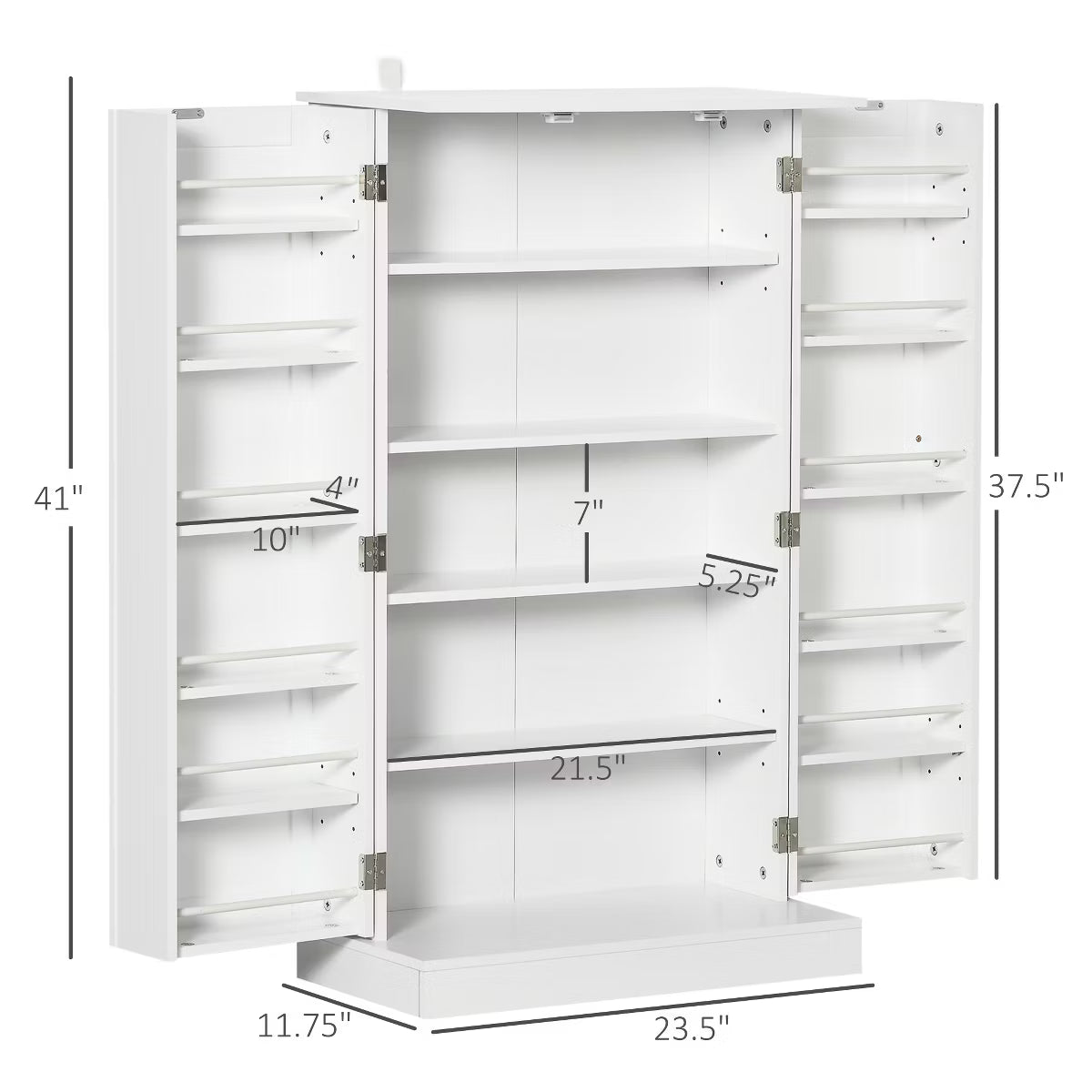 Pantry Cabinet – Culinvaro 41" Modern Kitchen Pantry Freestanding Storage Cabinet with Double Doors Adjustable Shelves for Living Room - White