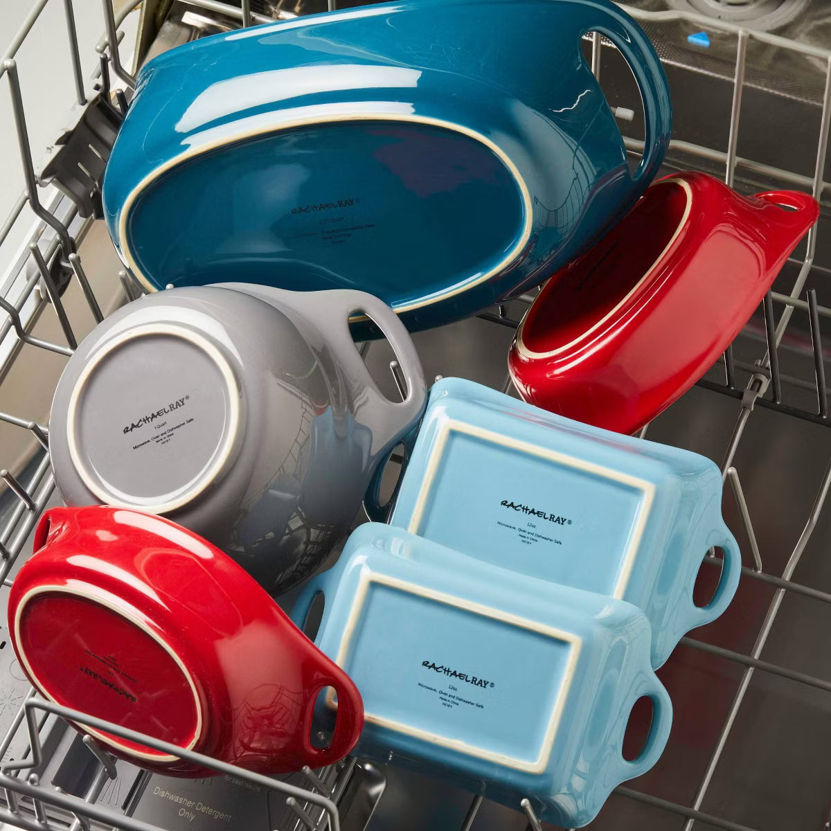 3pc Set: 1.5qt & 2qt Round Casseroles with Shared Lid – Red