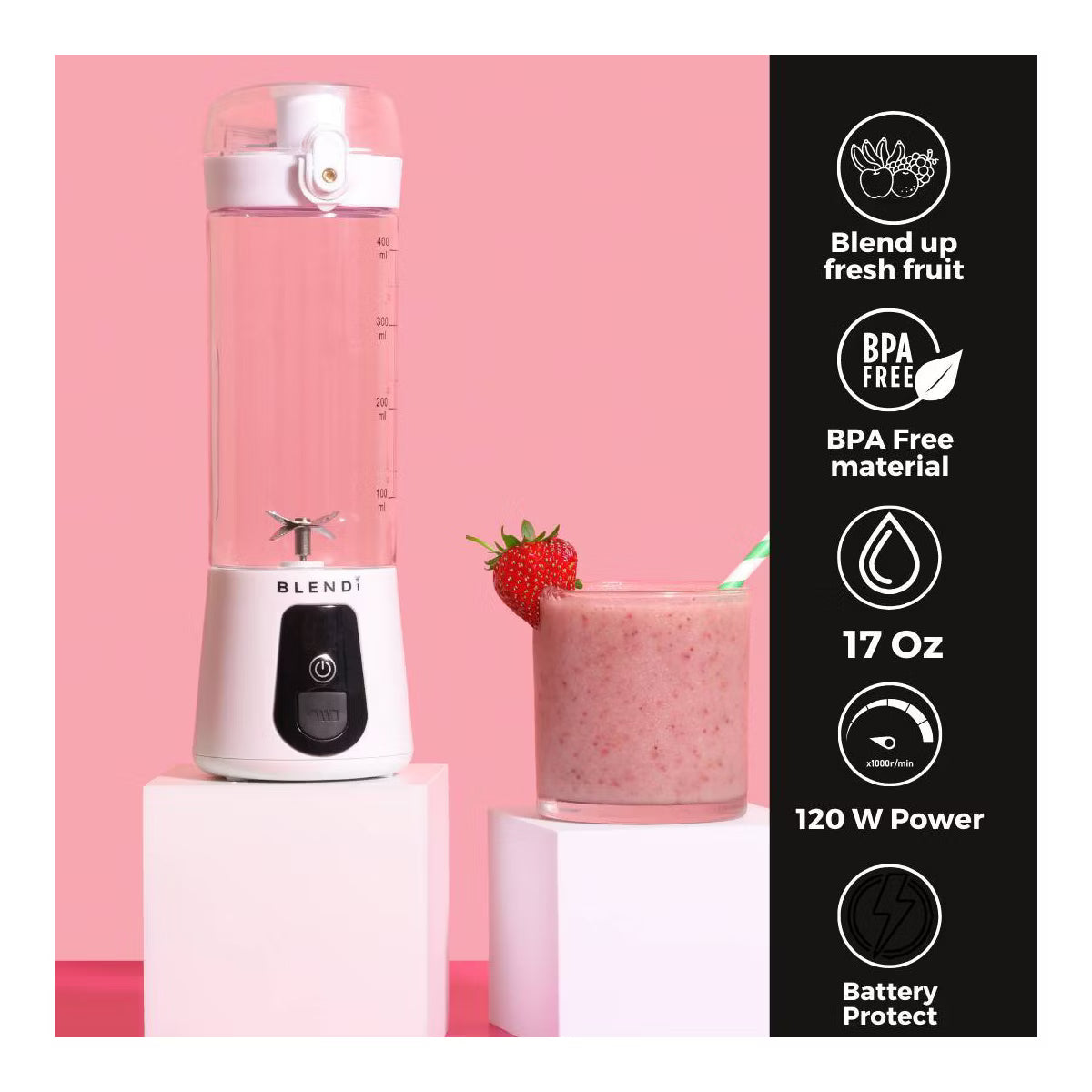 Personal Blender – Personal Blender, 17oz Capacity, 70W – White