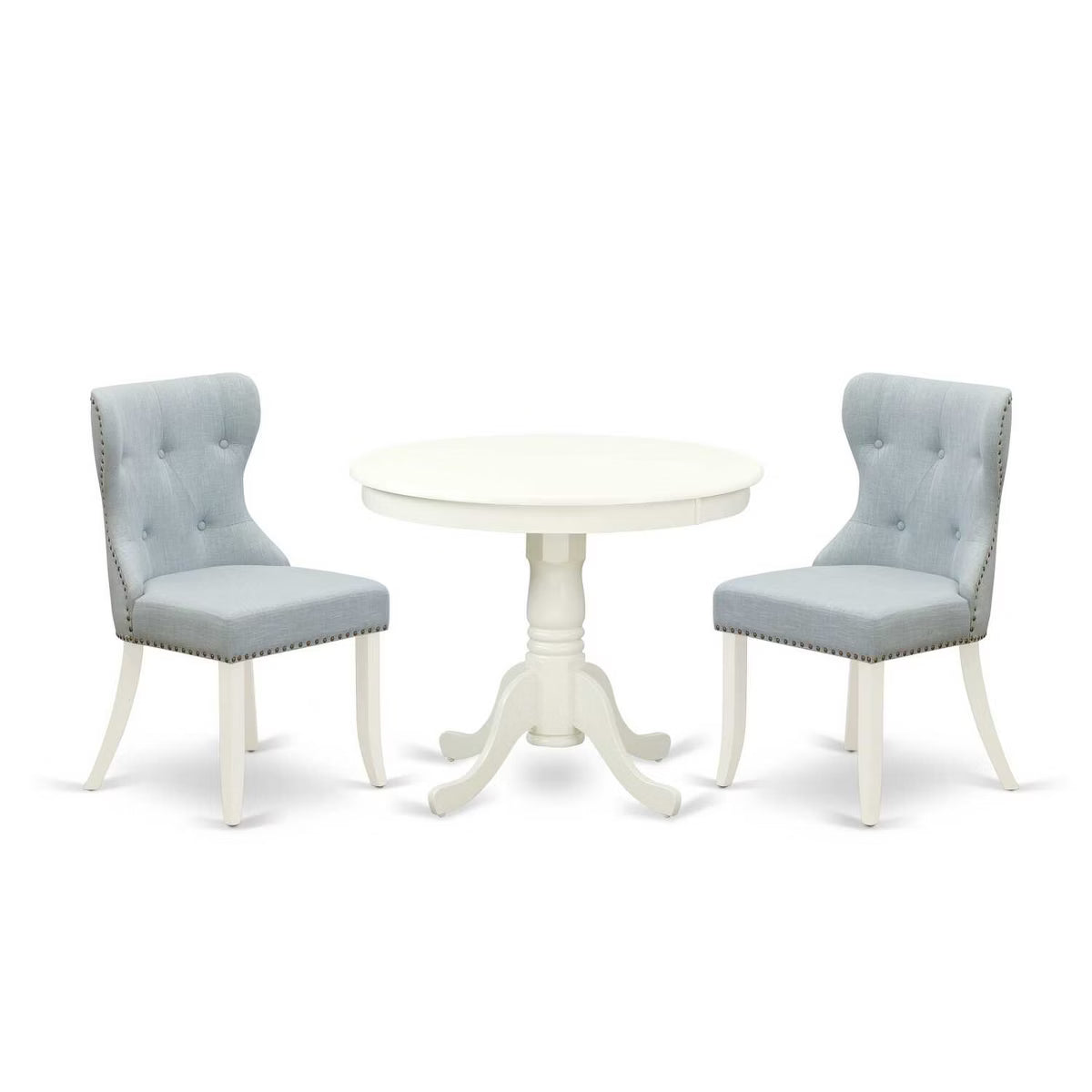 Dining Set – Culinvaro 3-Piece Linen White Finish Solid Wood Top - Dining Room Set (Seats 4)