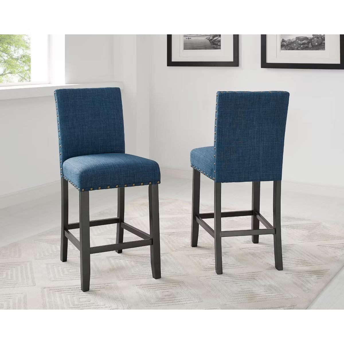 Dining Set – Culinvaro 5 Piece Counter Height Dining Set with Round Table and 4 Nailhead Stools