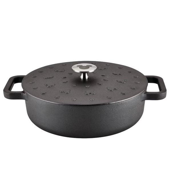 Dutch Oven – Disney Monochrome 3qt Pre Seasoned Cast Iron Shallow Casserole – Black