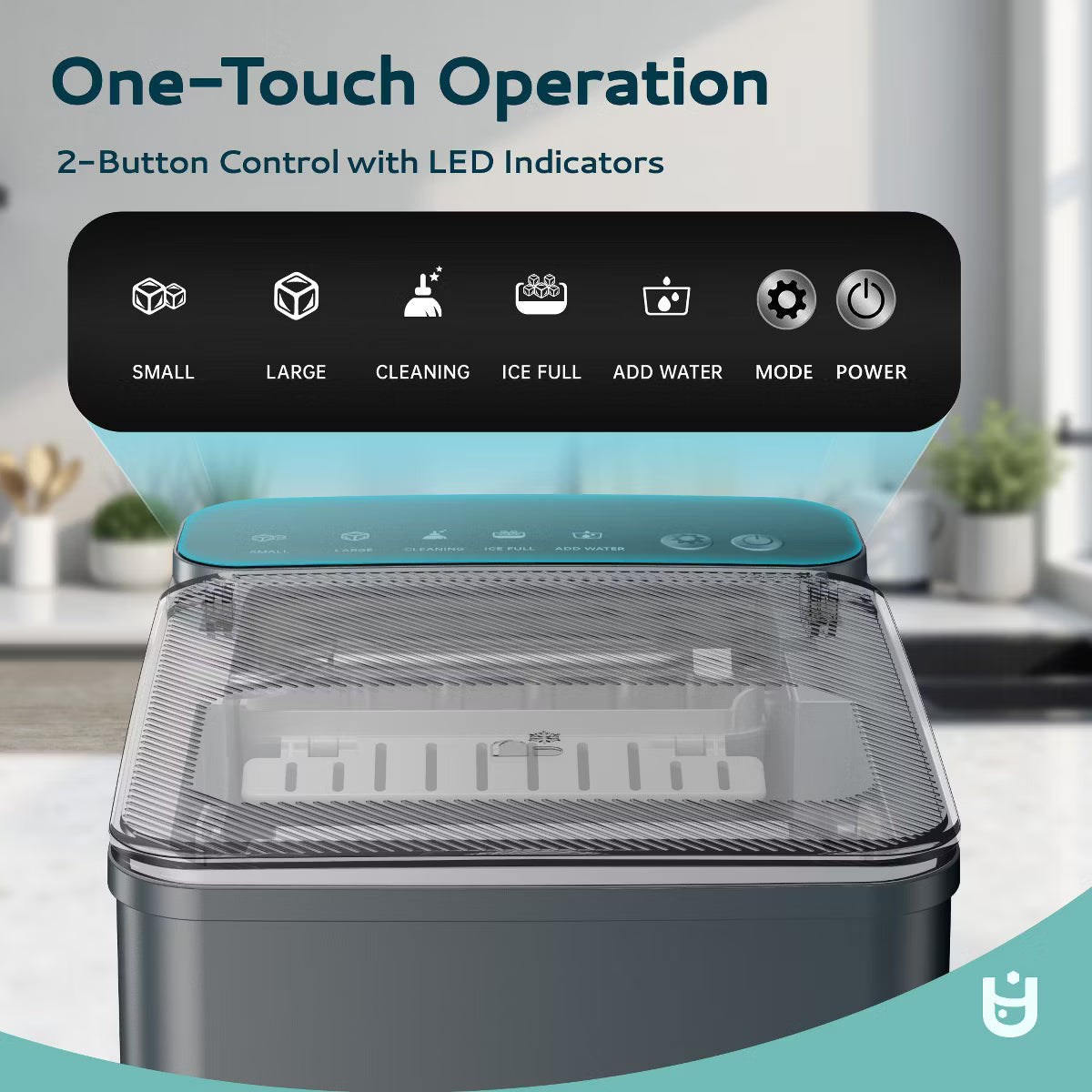 Ice Maker – Portable Bullet Ice Machine with Self Cleaning – Gray