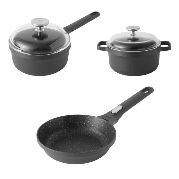 Cookware Set – 5Pc Cast Aluminum Non-stick Starter Cookware Set – Black