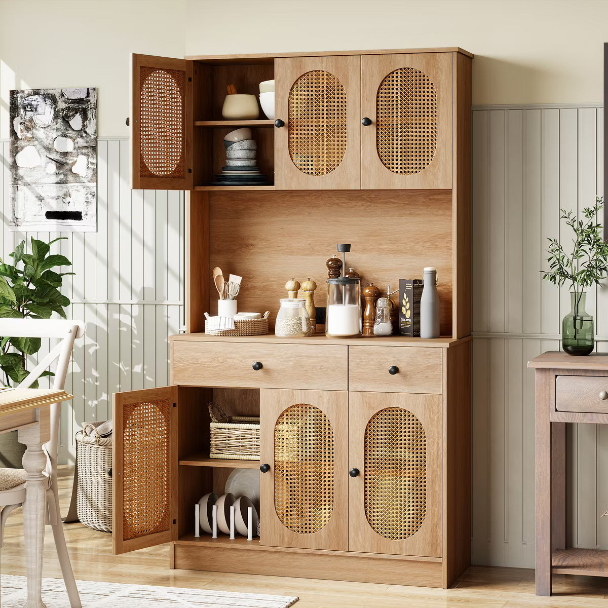 Buffet Cabinet – Culinvaro Kitchen Pantry Cabinet w/ Charging Station 71" Tall Kitchen Buffet Cabinet