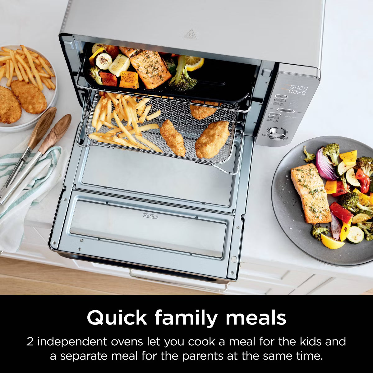 Toaster Oven – Double Stack XL Countertop Oven and Air Fryer – Silver