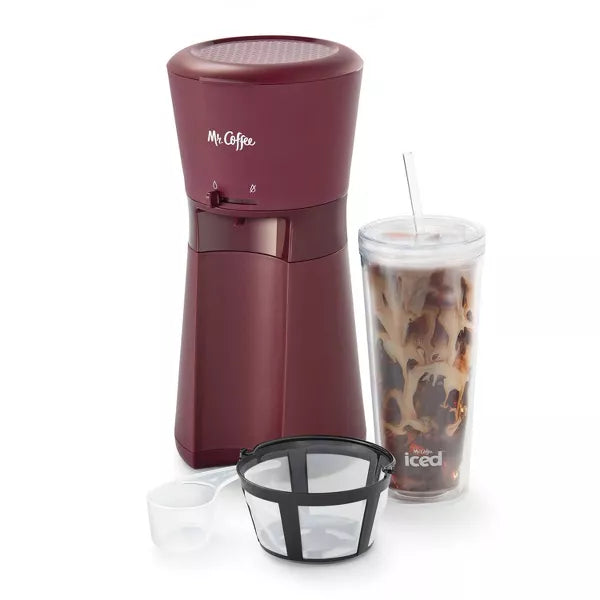 Cold Brew Coffee Maker – Iced Coffee Maker with Reusable Tumbler and Coffee Filter – Burgundy