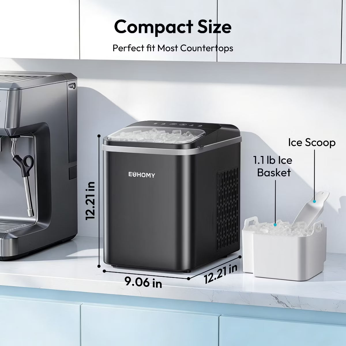 Ice Maker – 35 Lbs. Nugget Ice Maker, Countertop Ice Machine – Black