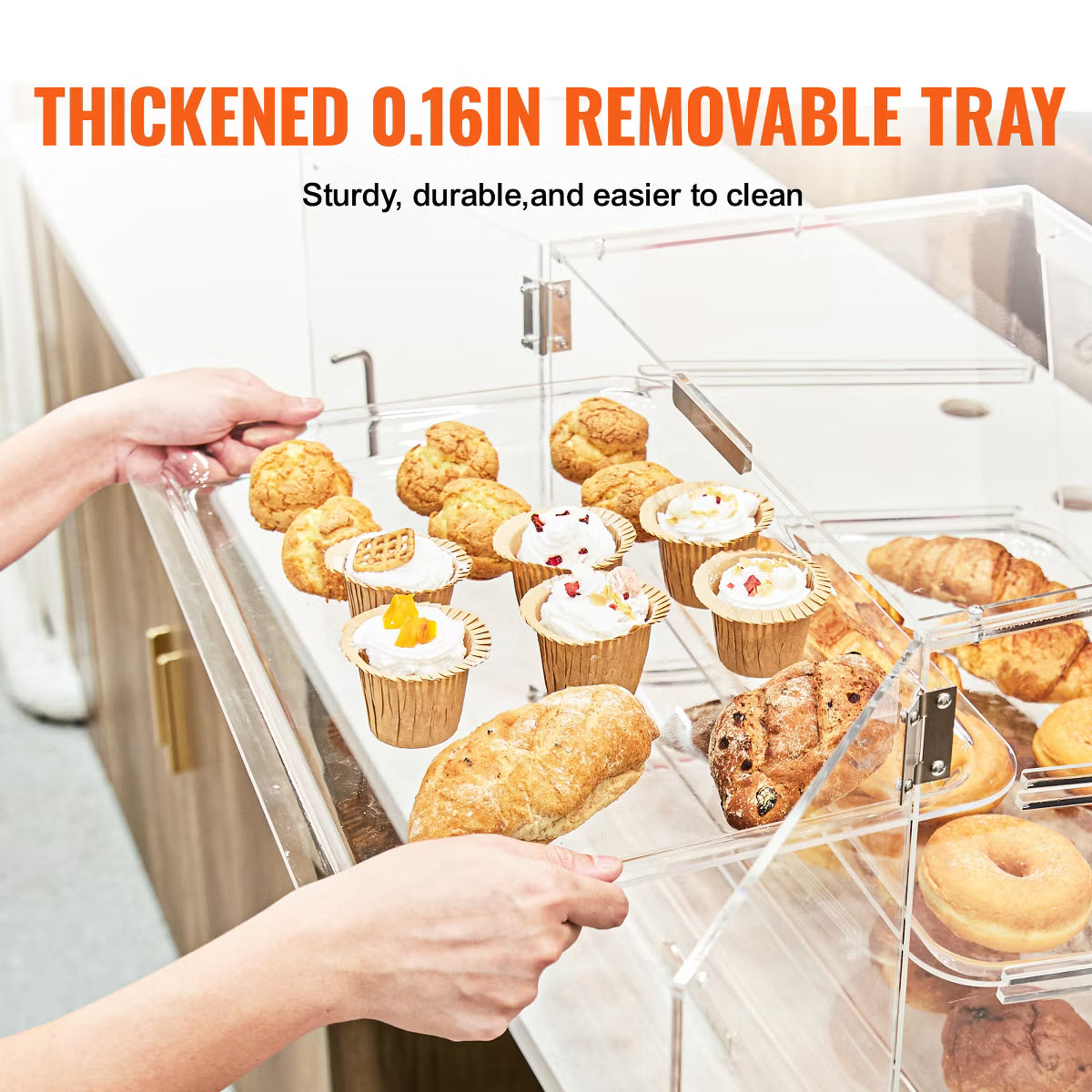 Display Case – Culinvaro Pastry Display Case, 3-Tier Commercial Countertop Bakery Display Case