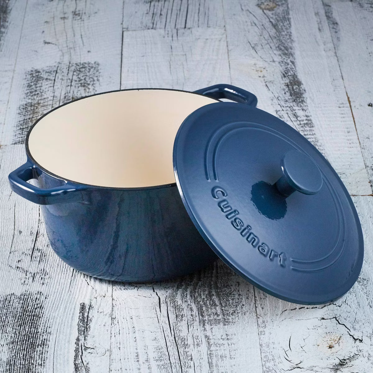 Dutch Oven – qt Enameled Cast Iron Round Casserole with Cover – Navy