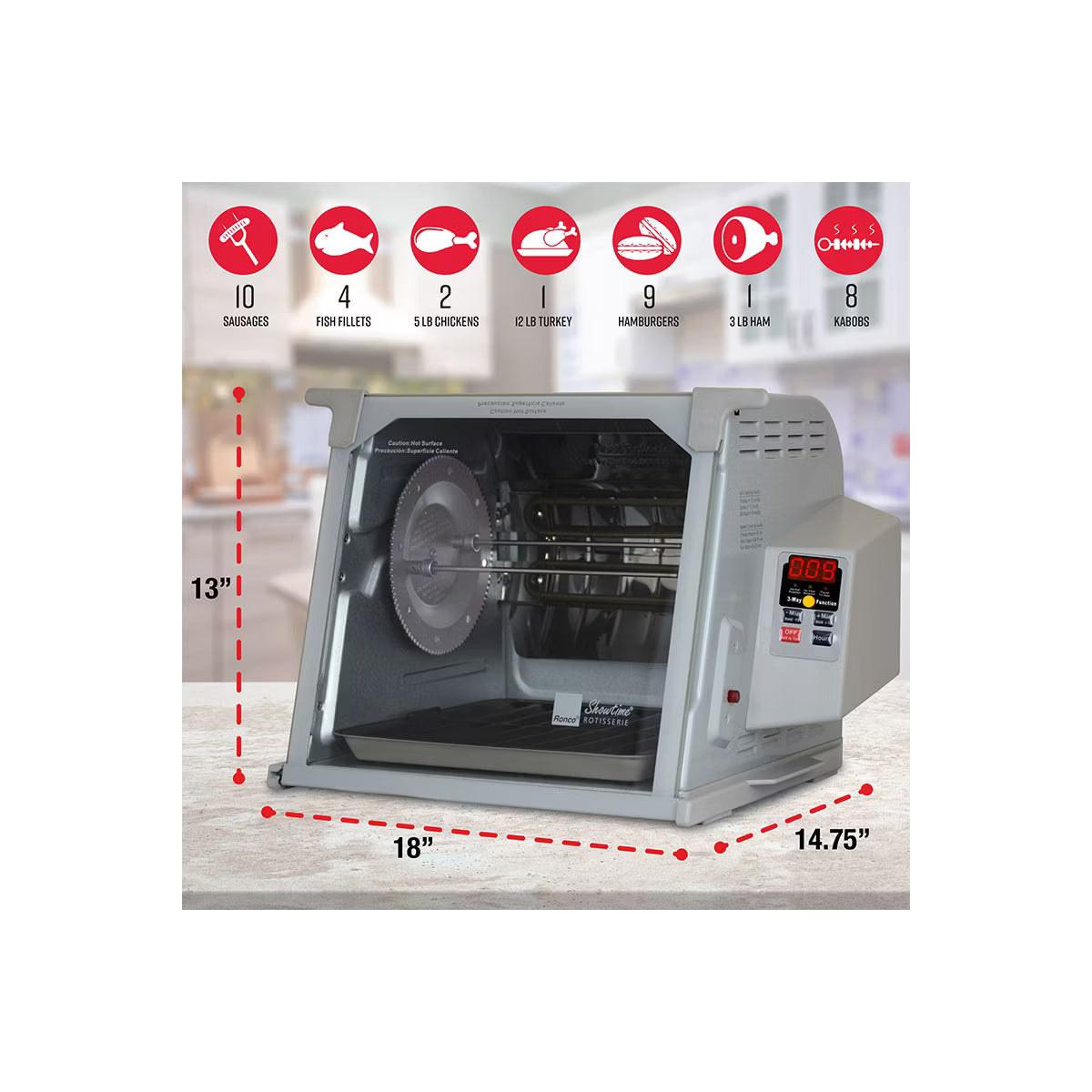 Roaster Oven – Platinum Digital Design Large Capacity (240oz) Countertop Oven – Silver