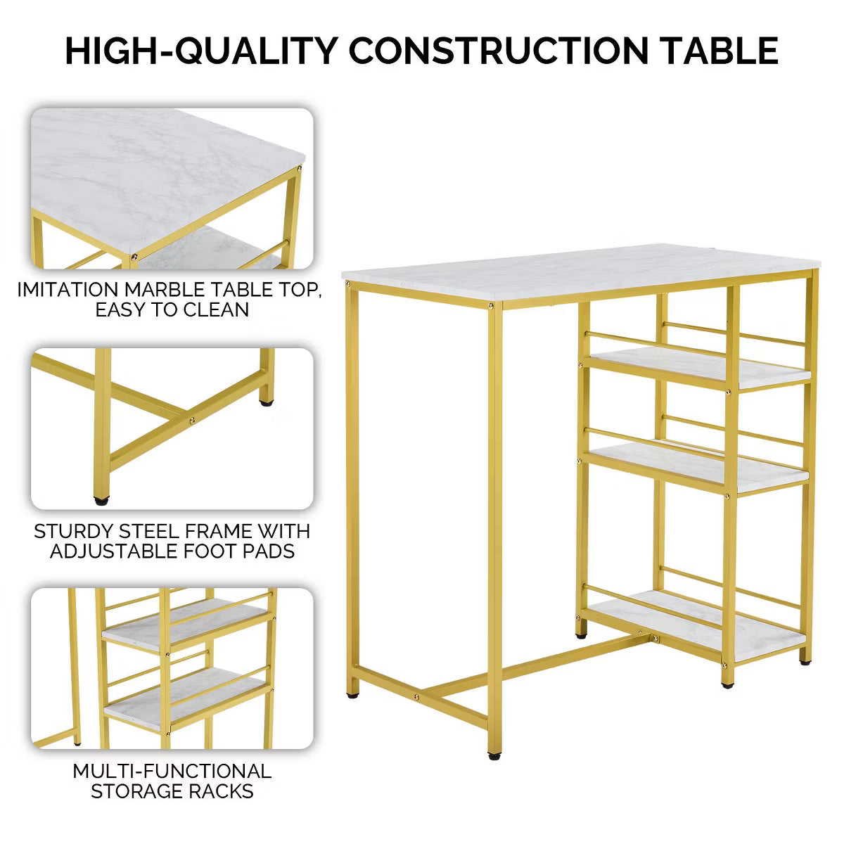 Dining Set – Culinvaro Dining Table Set with 2 Stools, 3-Tier Storage Shelves