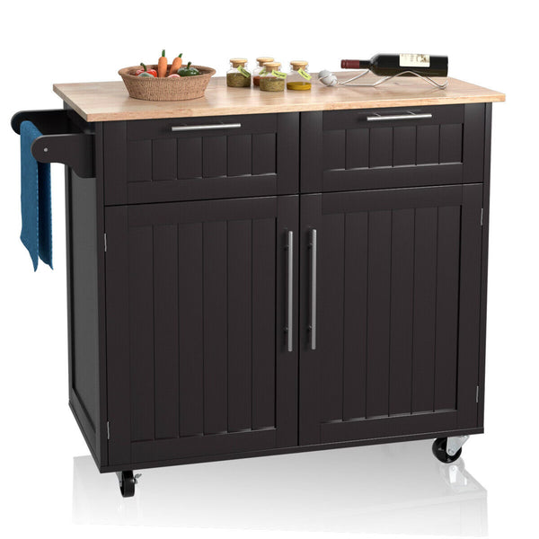 Kitchen Cart – Culinvaro Rolling Kitchen Cart Island Heavy Duty Storage Brown Trolley Cabinet Utility Modern
