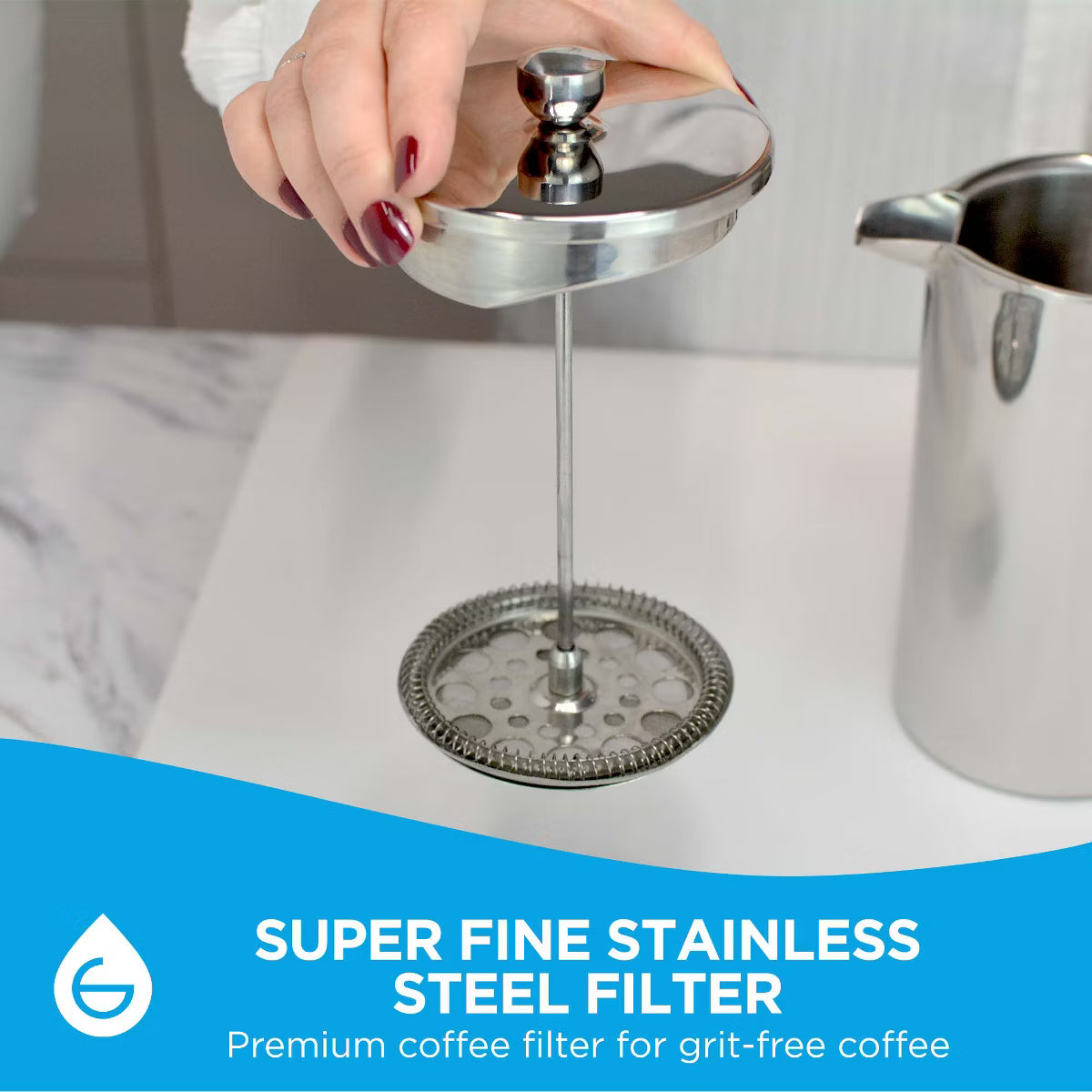 French Press – Culinvaro Stainless Steel Double Wall Insulated French Press, 34 fl oz. Capacity