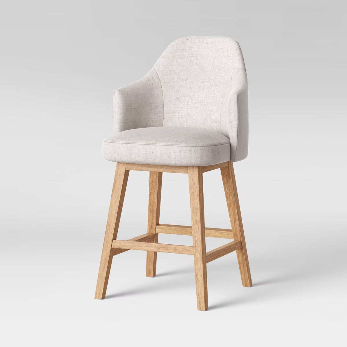 25.2" Kinston Swivel Curved Back Upholstered Counter Height Barstool with Footrest