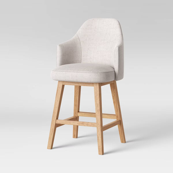 25.2" Kinston Swivel Curved Back Upholstered Counter Height Barstool with Footrest