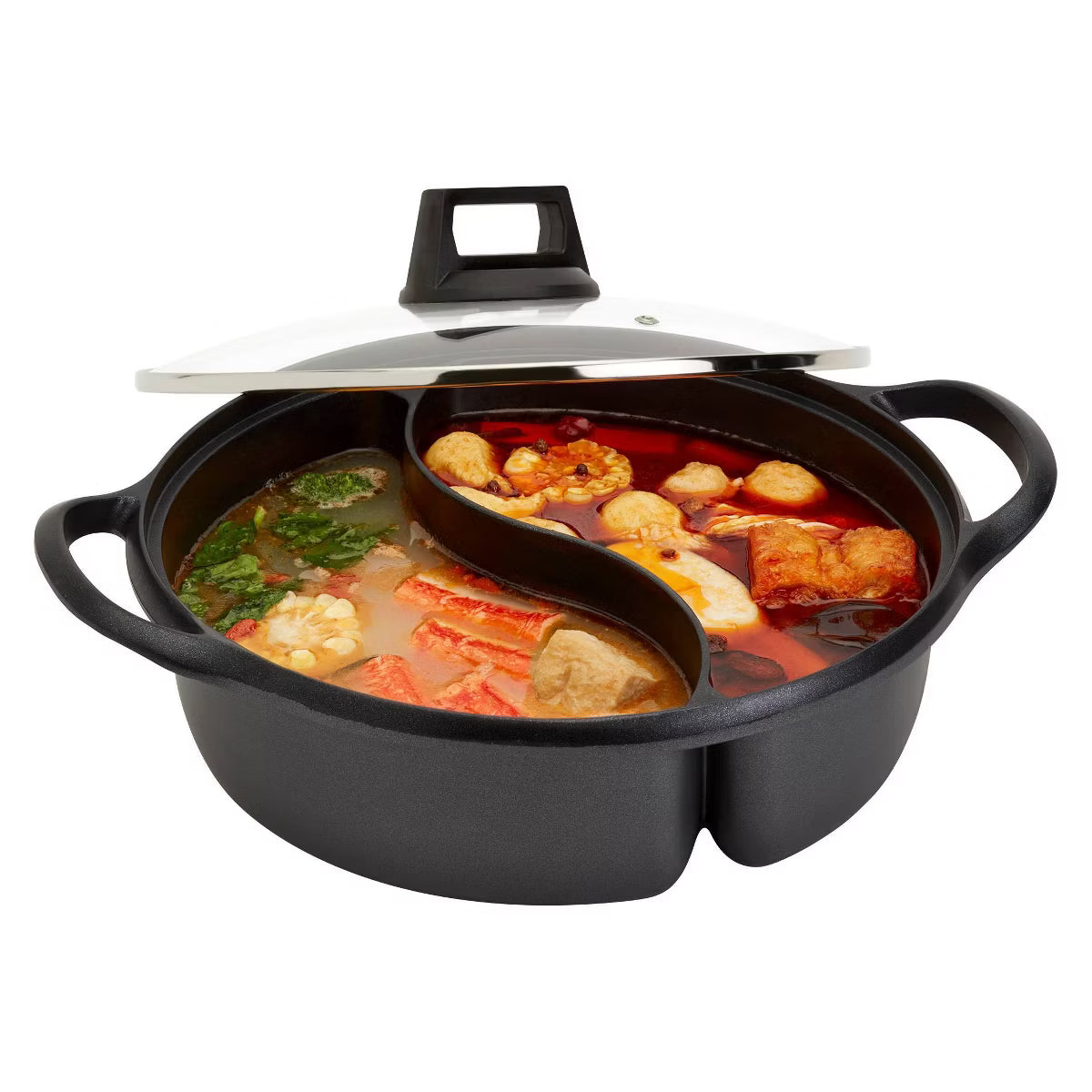 Tagine Pot – 12" 2-Section Covered Hotpot – Black
