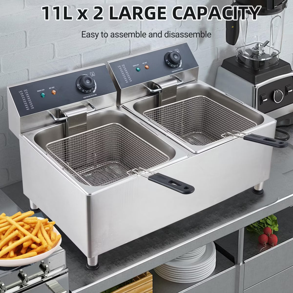 Deep Fryer – Electric Fryer, Deep Fryer Electric Deep Fryer with Basket – 11L+11L(23.2Qt)
