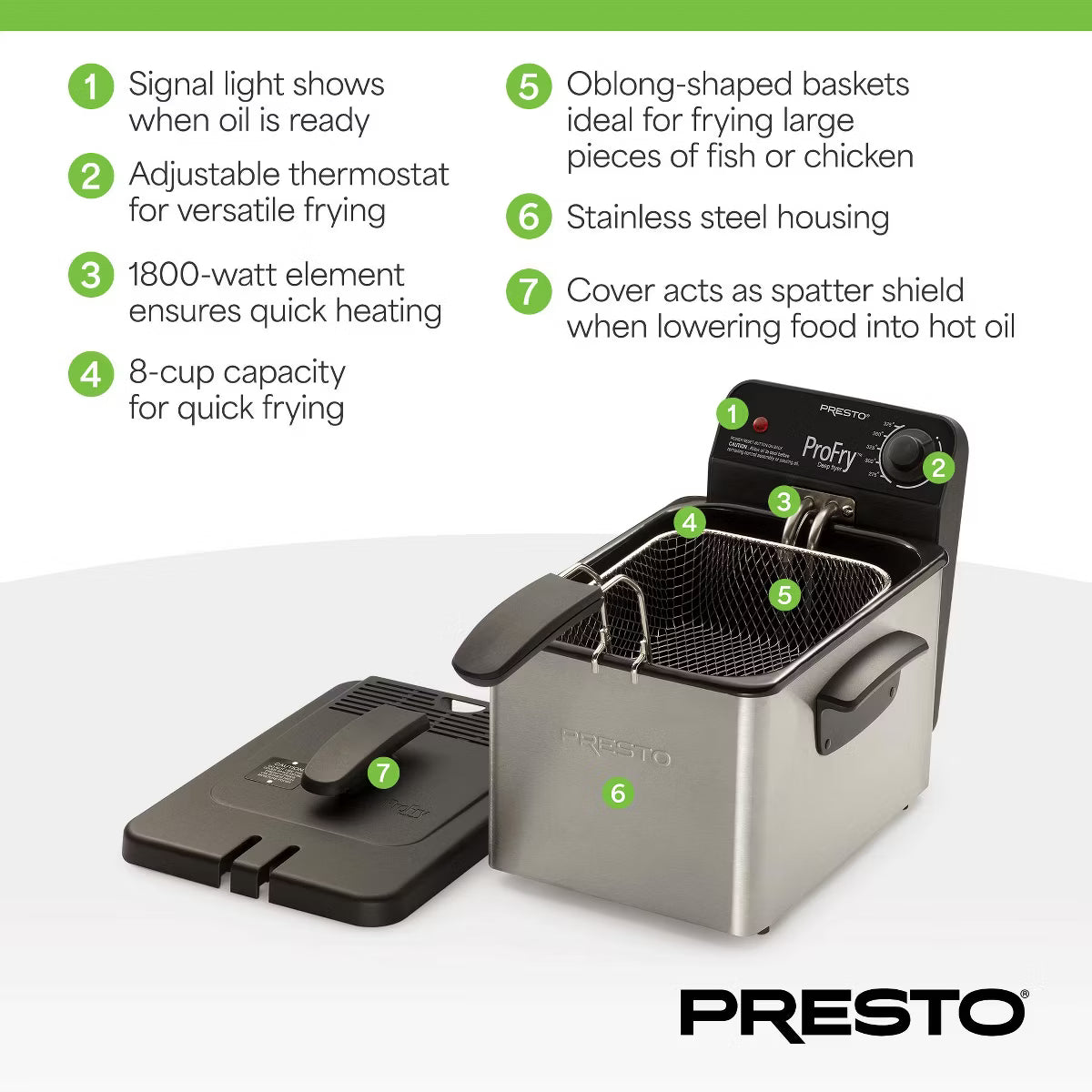Deep Fryer – ProFry 8-Cup Deep Fryer with 1800-Watt – Silver