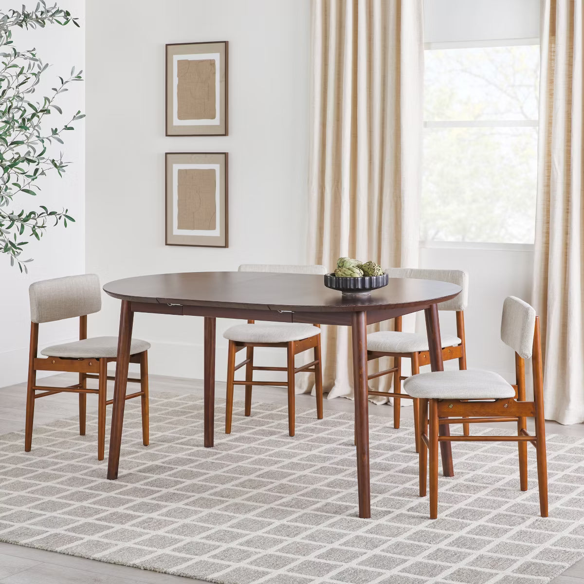 Dining Table – Culinvaro '-Century Modern 40-60” Solid Wood Oval Extension Dining Table Caramel 40" - 60"