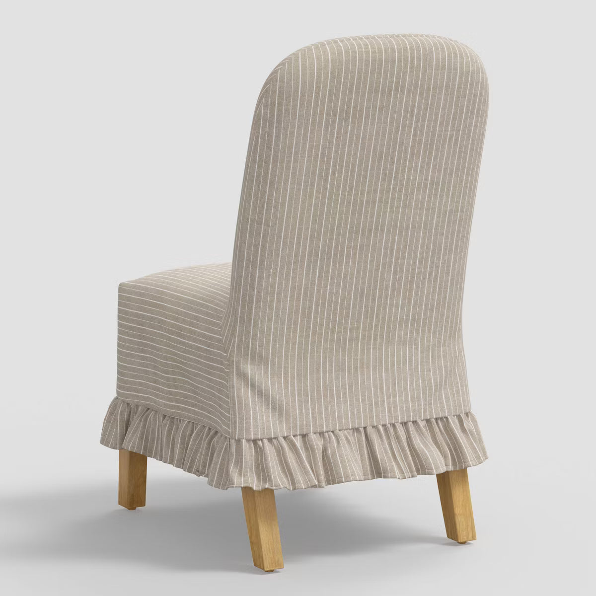Ivy Ruffled Slipcover Dining Chair in Pinstripe Linen