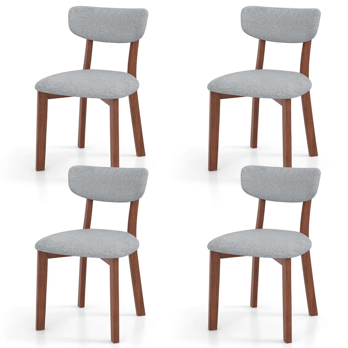 Upholstered Dining Chairs Set of 4 with Solid Rubber Wood Frame,