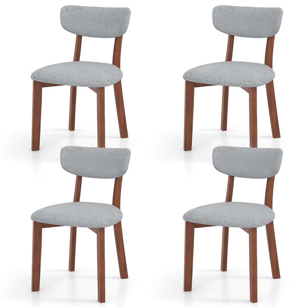 Upholstered Dining Chairs Set of 4 with Solid Rubber Wood Frame,