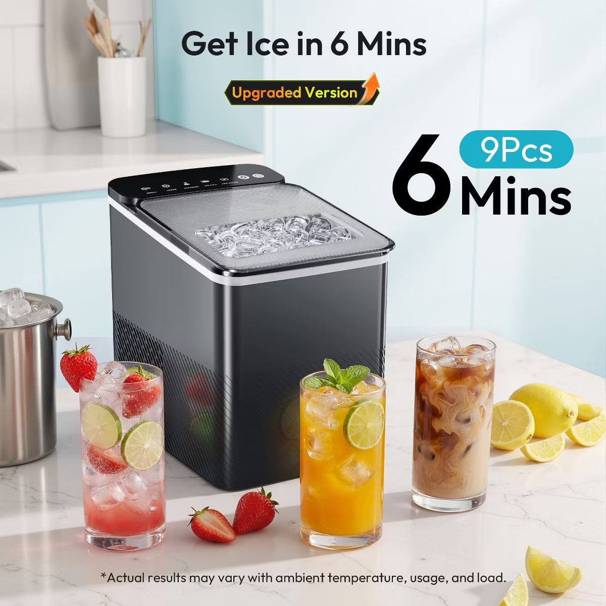 Ice Maker – Portable Bullet Ice Machine with Self Cleaning – Black