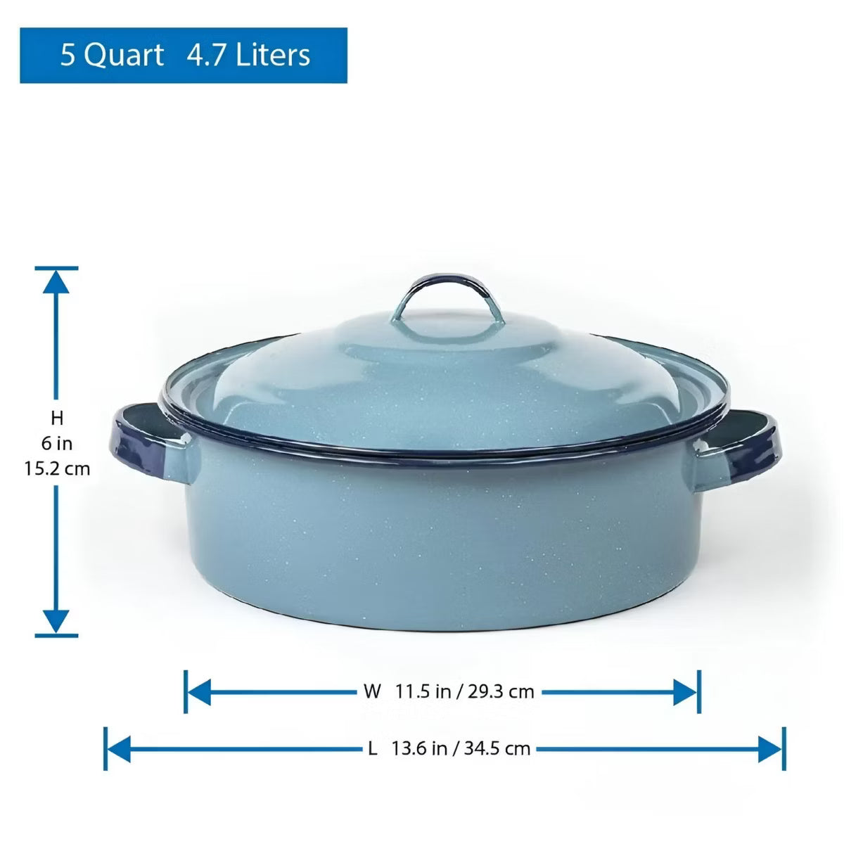 Casserole Dish – 5-Quart Casserole Dish with Lid, Durable Enamel Steel – White
