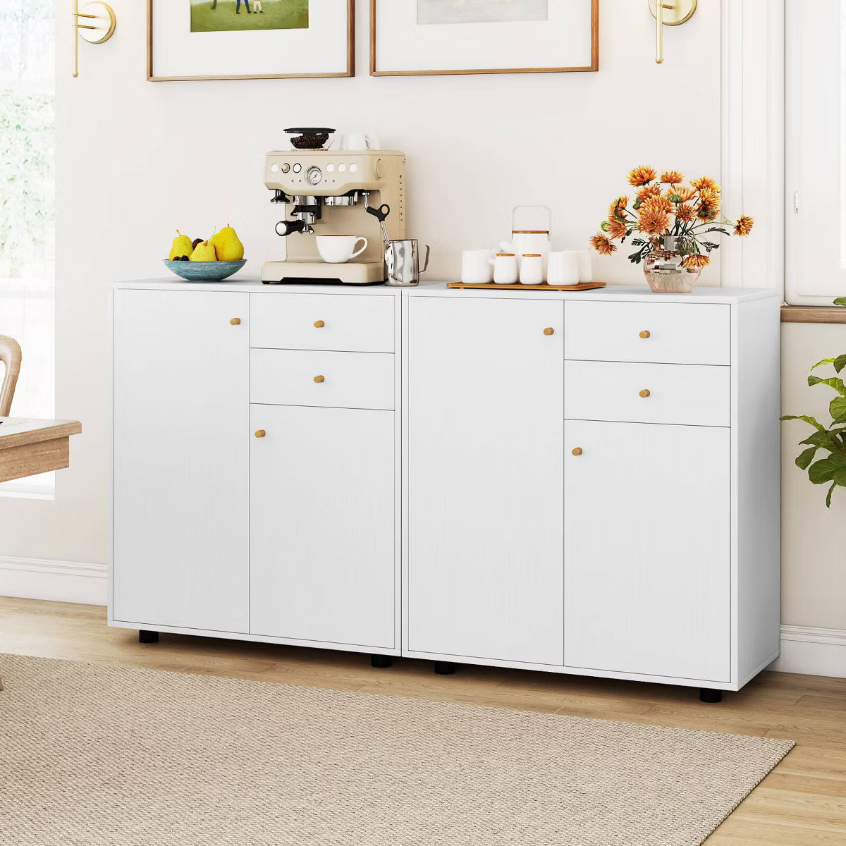 Buffet Cabinet – Culinvaro Kitchen Sideboard Buffet Cabinet with 2 Drawers, 2 Doors and 3 Adjustable Shelves