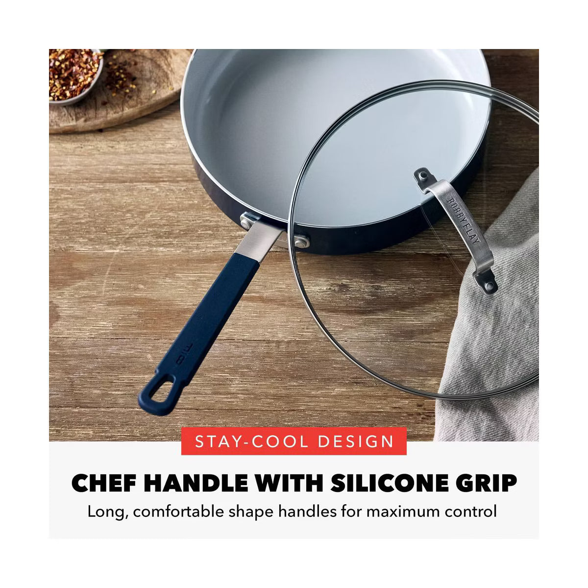 Saute Pan – 4.5qt Ceramic Nonstick Aluminum Saute Pan with Lid Oxford – Blue