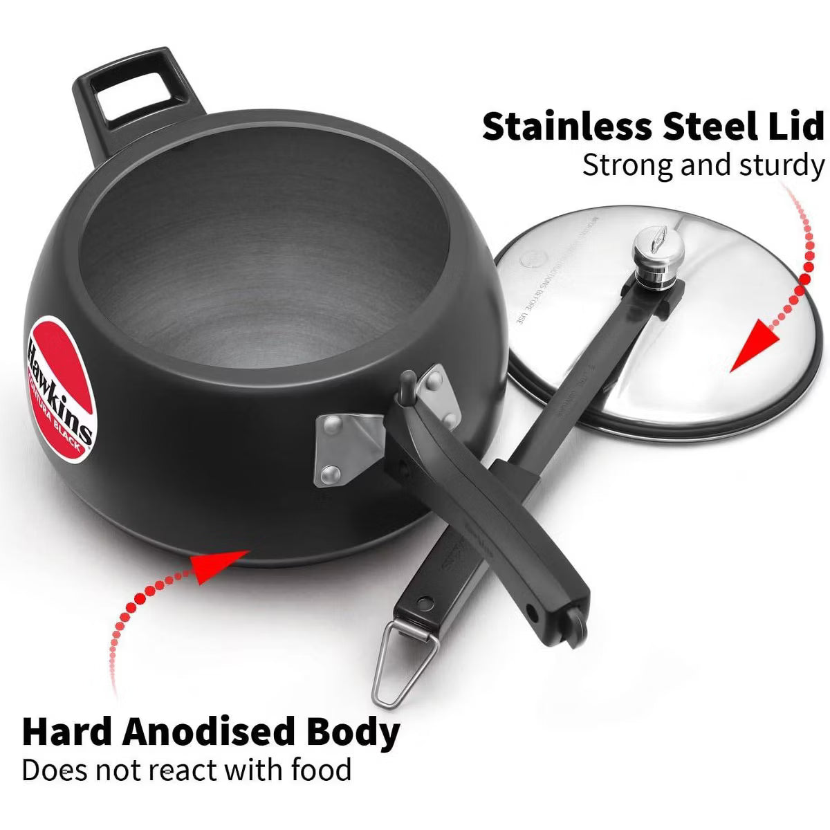 Pressure Cooker – 6.5L Hard Anodized Pressure Cooker: Aluminum – Stainless Steel