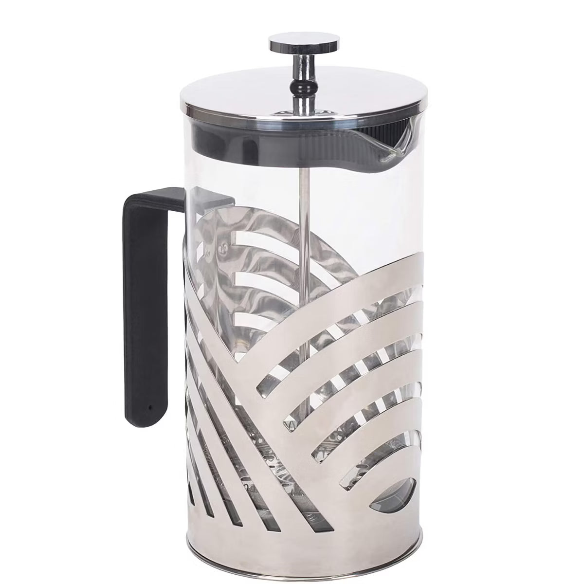 French Press – Culinvaro Chrome 1 Liter Large Glass and Stainless Steel French Press Coffee and Loose Leaf Tea Maker