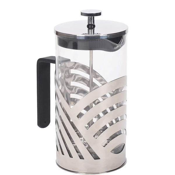 French Press – Culinvaro Chrome 1 Liter Large Glass and Stainless Steel French Press Coffee and Loose Leaf Tea Maker