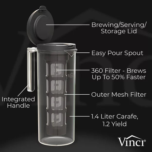 Cold Brew Coffee Maker – 1.2L 360 Cold Brew Coffee Maker – Black