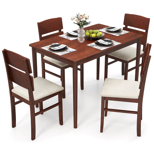 Dining Set – Culinvaro 5 PCS Dining Table Set for 4 Farmhouse Wooden Table & 4 Upholstered Chairs