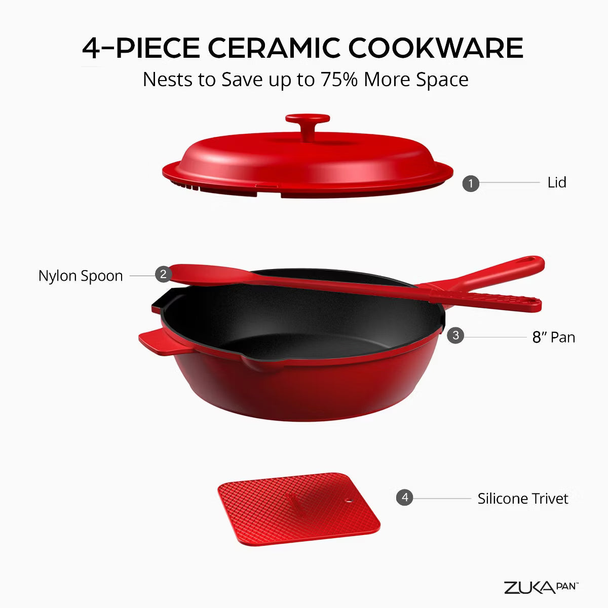 Frying Pan – Zuka Everyday Pan 8" Nonstick Multi – Red