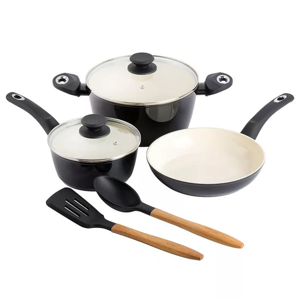 Cookware Set – Home Plaza Cafe 7 Piece Forged Aluminum Cookware Set – Black