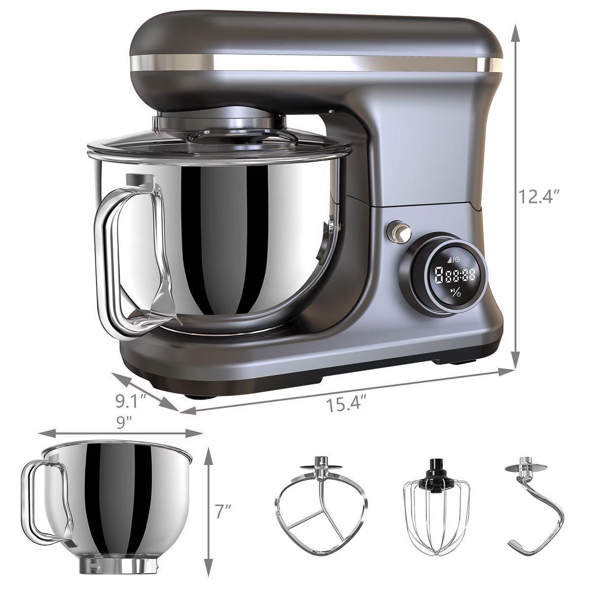 Stand Mixer – Electric Stand Mixer 5.3 Quart 6-Speed Tilt Head Kitchen Mixer – Gray