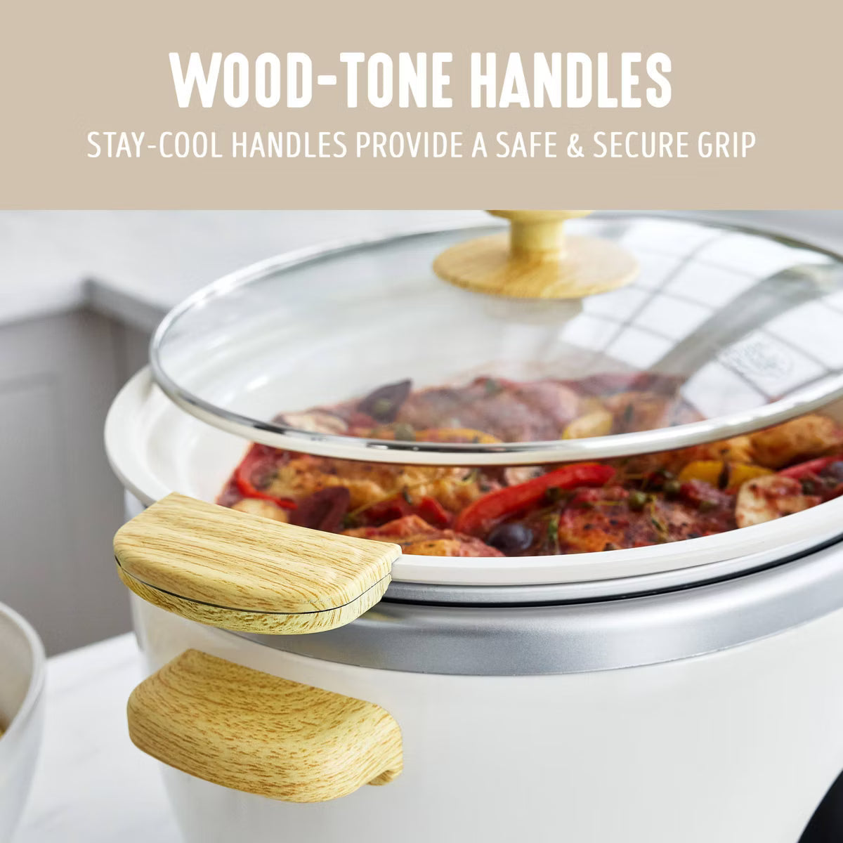 Slow Cooker – Healthy 6qt Slow Cooker with Handle – Cream