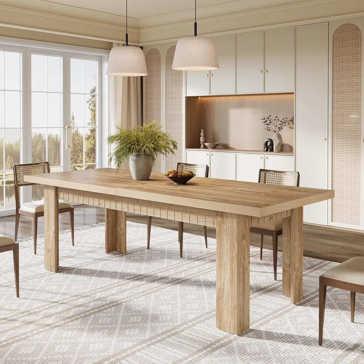 Dining Table – Culinvaro 79" Dining Table for 6-8 People, Rectangular Wooden Kitchen Dinner Table