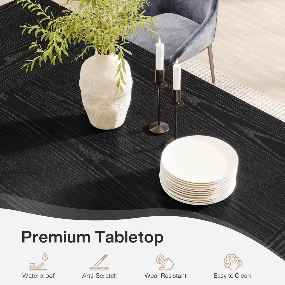 Dining Table – Culinvaro 70.9-Inch Wood Dining Room Table, Rectangular Farmhouse Dining Table